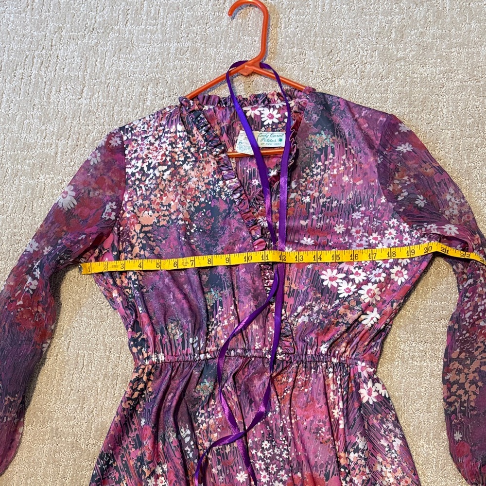 Floral Purple Vintage Women’s Casual Dress - Picture 3 of 7
